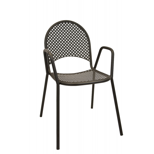 Outdoor Stackable Metal Patio Chair w/Armrests