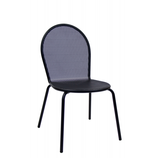 Outdoor Armless Black Mesh Metal Chair