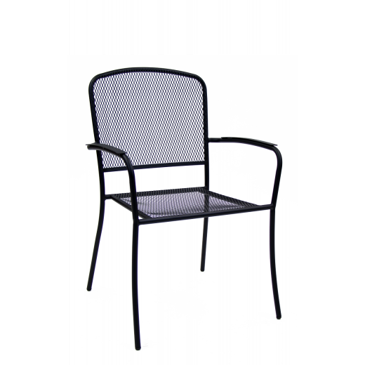 Metal Mesh Outdoor Armchair in Black 
