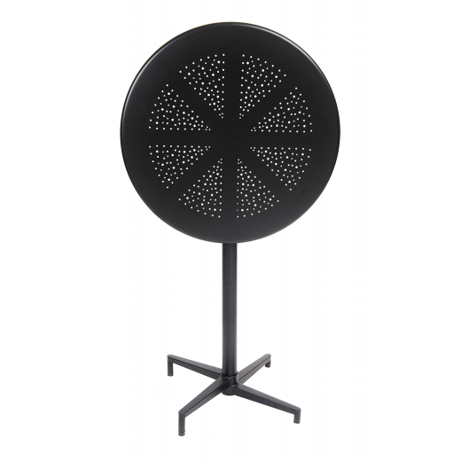 30'' Round Folding Black Metal Outdoor Table in Bar Height