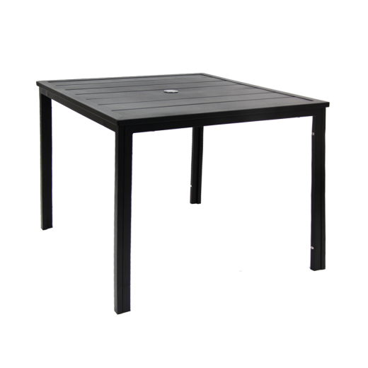 35.5"x35.5" Outdoor Metal Table w/ Slats Top & Umbrella Hole