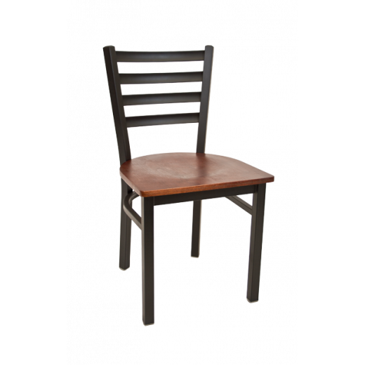 Black Metal Chair w/ Ladder Back & Veneer Seat