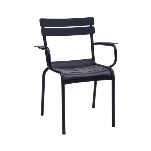 Outdoor Horizontal Black Metal Armchair