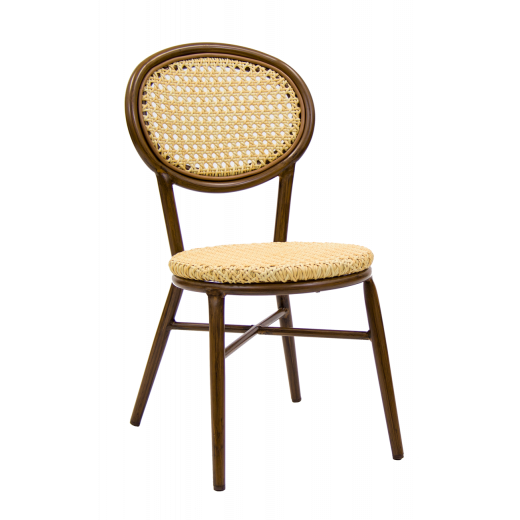 Aluminum Outdoor Armless Chair with Poly Woven Rattan Back & Seat