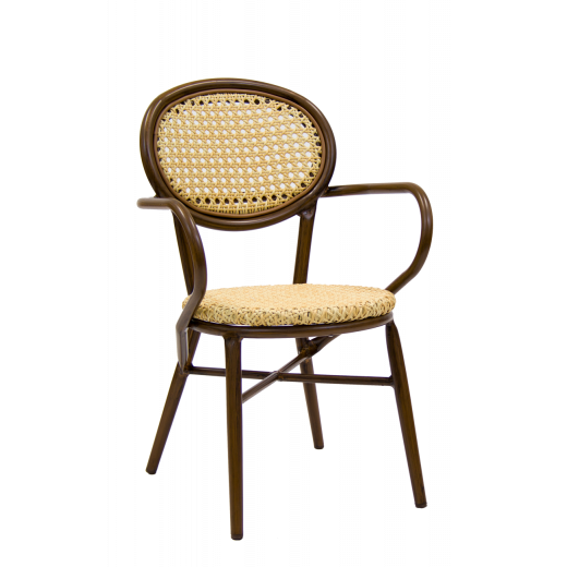 Aluminum Outdoor Armchair with Poly Woven Rattan Back & Seat