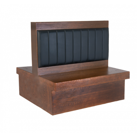  48"H, Walnut Finished 9 Channel Back Veneer Wood Double Booth