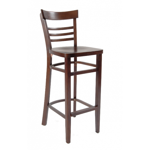 Walnut Finish Beechwood Barstool w/ Veneer Seat in Walnut