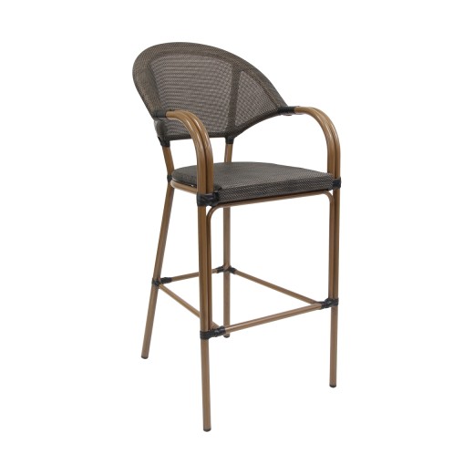 Outdoor Poly Woven Aluminum Arm Barstool