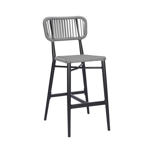   Aluminum Barstool with Grey Terylene Fabric  Seat & Back, Outdoor Use 