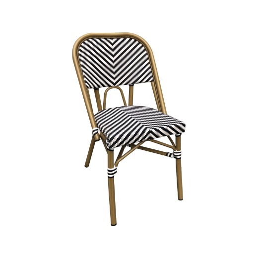 Outdoor Armless bamboo-style Aluminum Chair with Striped Woven Seat & Back