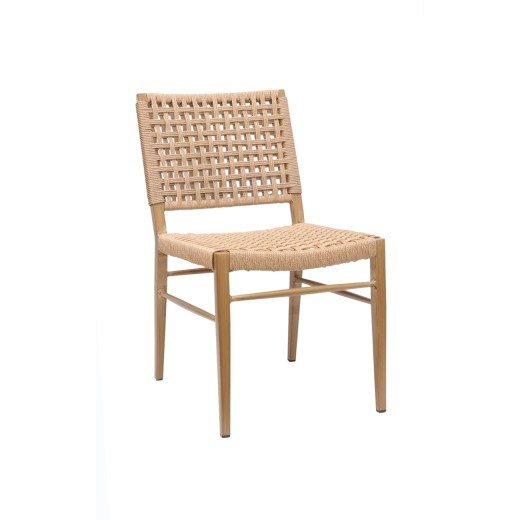 Outdoor Modern Beige Aluminum Chair with Terylene Weave Seat & Back