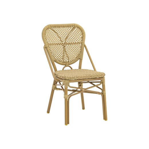 Outdoor Faux-Rattan Aluminum Armless Chair in Natural Finish