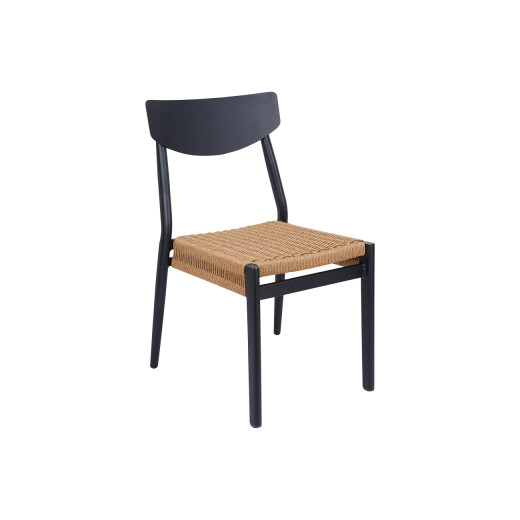 Outdoor Black Aluminum Chair with Light Brown Woven Terylene Seat