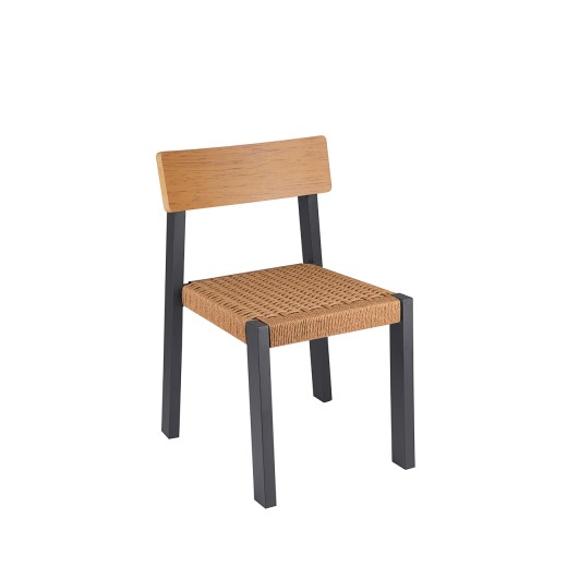 Aluminum Chair with Natural Terylene Fabric Seat and Plastic Wood Back for Indoor/Outdoor