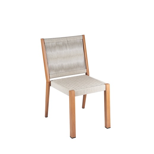 Indoor/Outdoor Chair with Off-White Terylene Fabric Seat & Back and Natural Aluminum Frame
