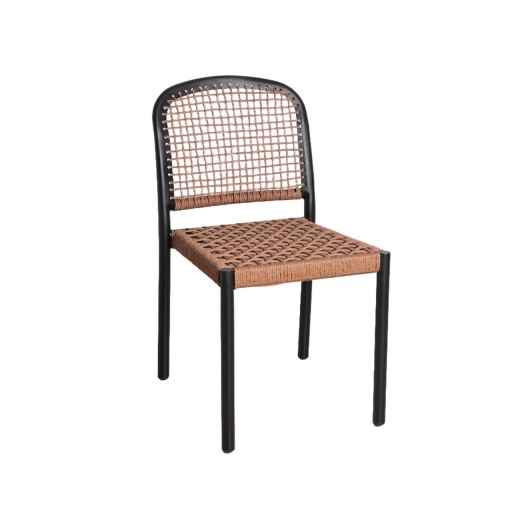 Indoor/Outdoor Aluminum Chair with Brown Terylene Weave, Casual Outdoor Style