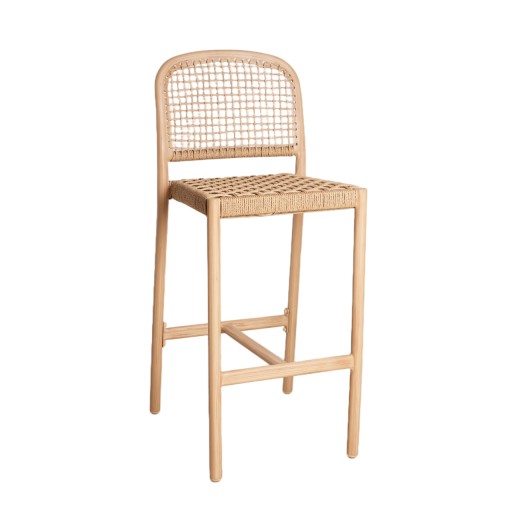 Indoor/Outdoor Natural Finished Aluminum Barstool with Terylene Weave, Casual Outdoor Style