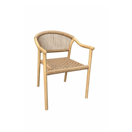 Indoor/Outdoor Aluminum Armchair with Terylene Fabric Weave in Natural Finish