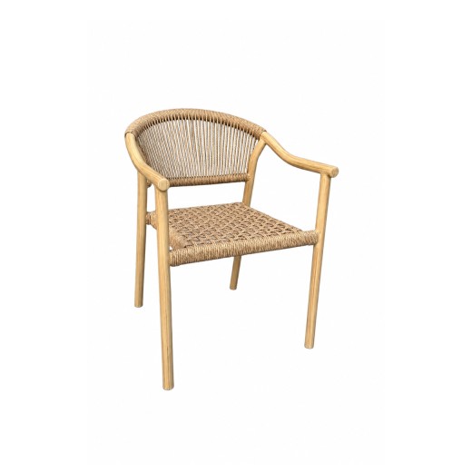Indoor/Outdoor Aluminum Armchair with Terylene Fabric Weave in Natural Finish
