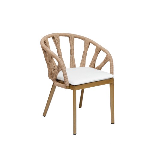 Indoor/Outdoor Natural Woven Terylene Aluminum Dining Arm Chair
