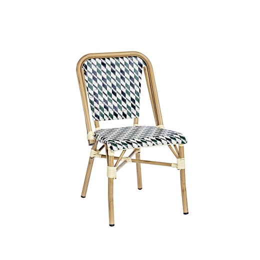 Indoor/Outdoor Natural Bamboo Finish Aluminum French Bistro Dining Chair