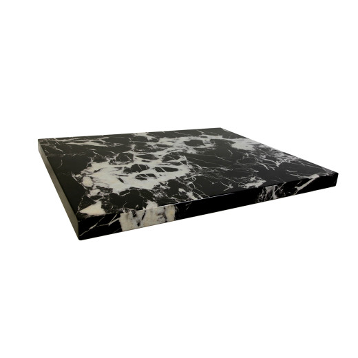 Bold White Veining, Black Artificial Granite Table Top for Indoor Use