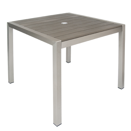 36"x36" Aluminum Patio Table w/Imitation Teak Slat Top