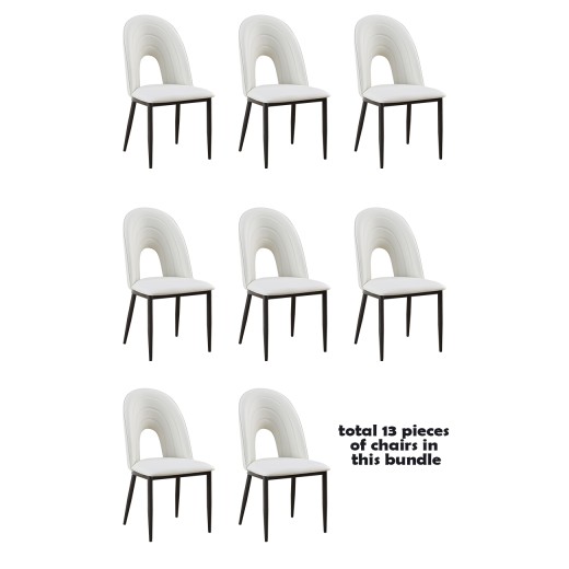 #S100 Bundle Sale，13 pcs Arc Hollow Metal Chair With White Vinyl Seat & Back