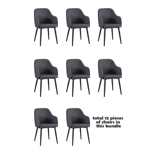 #S104 Bundle Sale, 12 pcs Grey Vinyl Armchair with Black Steel Legs