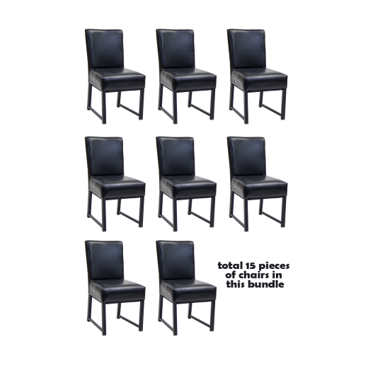 #S42 Bundle Sale, 15 PCs Indoor Black Metal Chair with Black Vinyl Seat & Back