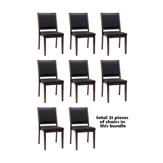 #S43 Bundle Sale, 21 PCs Wood Grain Metal Chair in Walnut Finish, Black Vinyl Seat and Back