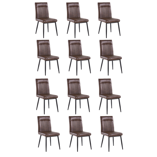 #S58 Bundle Sale, 12 pcs Indoor Metal Chair with Vinyl Seat in Dark Brown
