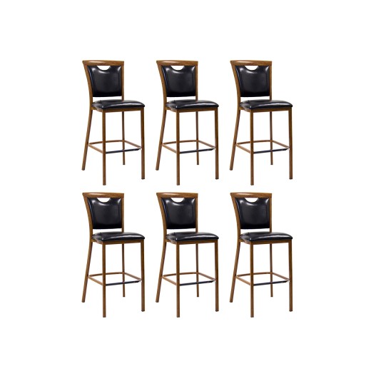 #S82 Bundle Sale,6 pcs Indoor Wood Grain Metal Bar Stool in Walnut Finish