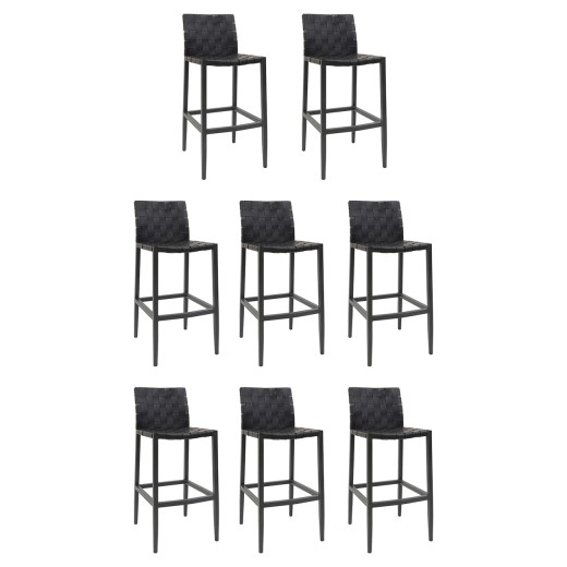 #S85 Bundle Sale, 8 pcs Metal Bar Stool w/ Black Vinyl Woven Seat & Back