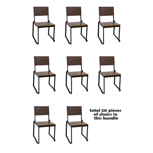 #S89 Bundle Sale,20 pcs Indoor Black Metal Chair with Walnut Color Ashwood Back & Seat