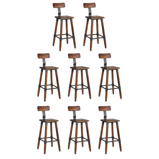 #S91 Bundle Sale，8 pcs Walnut T-Back Elmwood Barstool