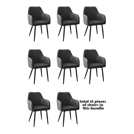 #S95 Bundle Sale，12 pcs Grey Vinyl Armchair with Black Steel Legs