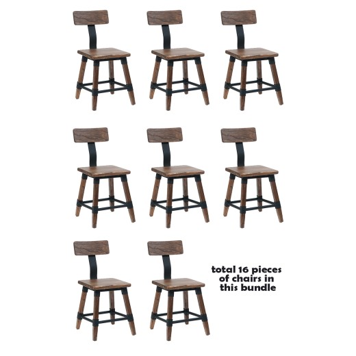 #S96  Bundle Sale，16 pcs Walnut T-Back Elmwood Chair