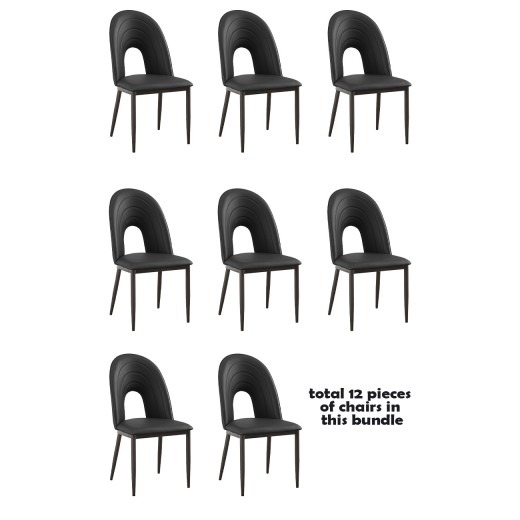 #S98 Bundle Sale，12 pcs Arc Hollow Metal Chair w/ Black Vinyl Seat & Back