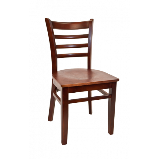 Veneer Seat Beechwood Ladder Back Chair w/ Dark Mahogany Frame