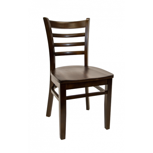 Wood Seat Beechwood Ladder Back Chair w/ Walnut Frame