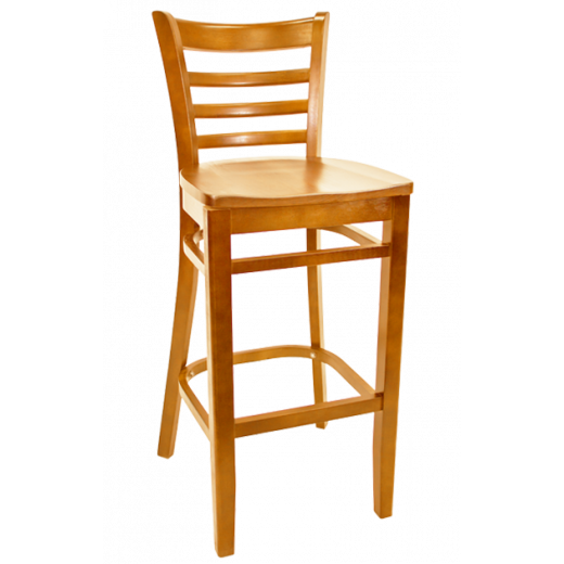 Wood Seat Beechwood Ladder Back Barstool w/ Cherry Frame