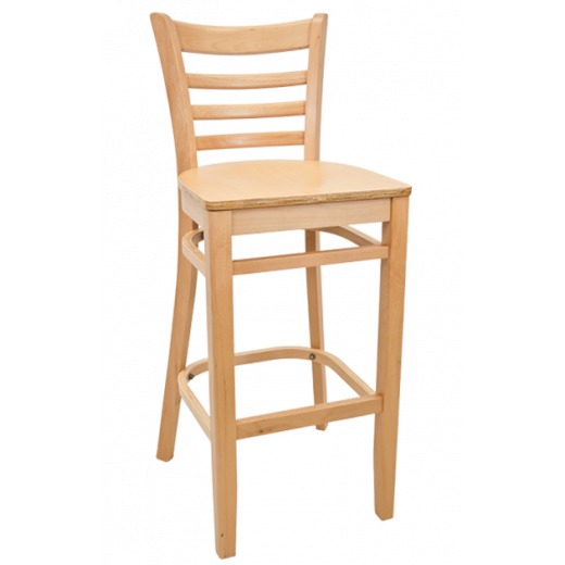 Veneer Seat Beechwood Ladder Back Barstool w/ Natural Frame
