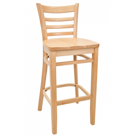 Wood Seat Beechwood Ladder Back Barstool w/ Natural Frame