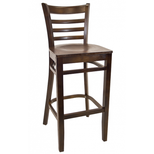 Veneer Seat Beechwood Ladder Back Barstool w/ Walnut Frame