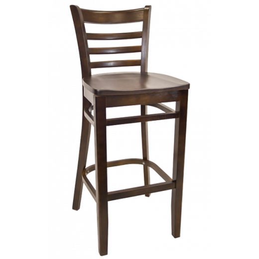 Wood Seat Beechwood Ladder Back Barstool w/ Walnut Frame
