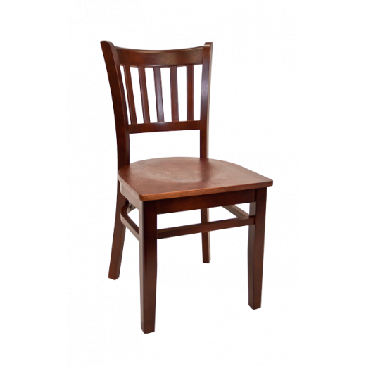 Dark Mahogany Frame and Veneer Seat Beechwood Vertical Slat Side Chair
