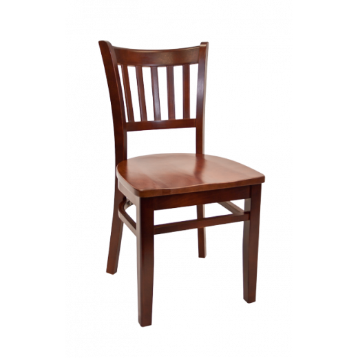 Dark Mahogany Frame and Wood Seat Beechwood Vertical Slat Side Chair