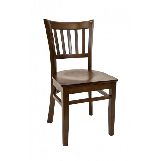 Walnut Frame and Veneer Seat Beechwood Vertical Slat Side Chair