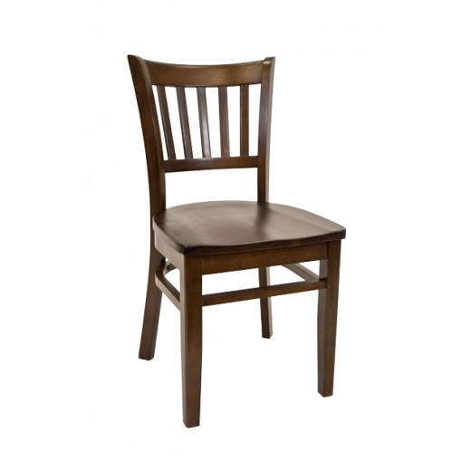 Walnut Frame and Wood Seat Beechwood Vertical Slat Side Chair